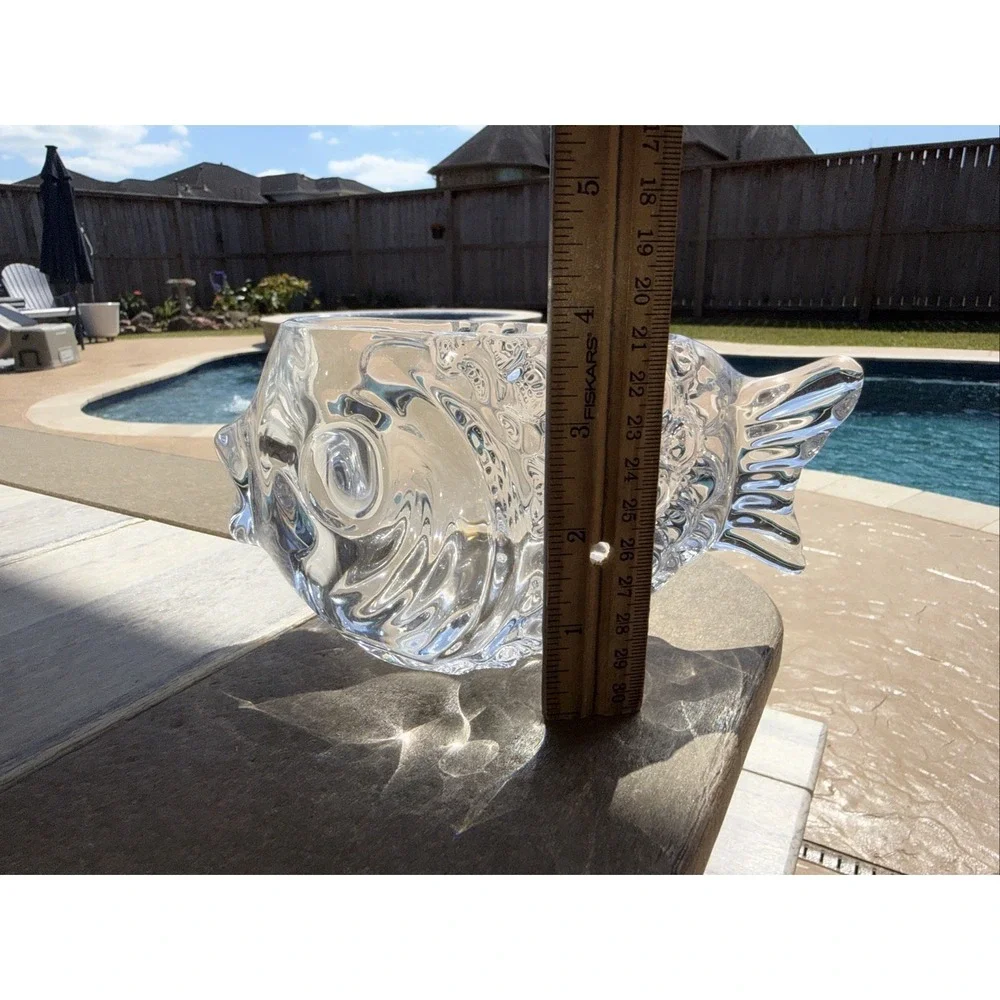 Heavy Lead Crystal Fish-Shaped Bowl 2 Lb 8 oz Vintage Decorative